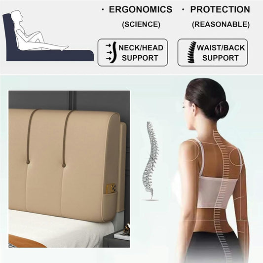 AMNOOL Large Upholstered Headboard Cushion Wall Mounted Support Pillowboard Headboard Bed Rest Lumbar Support Backrest Removable Bedroom Tatami Dorm Pillow-1-