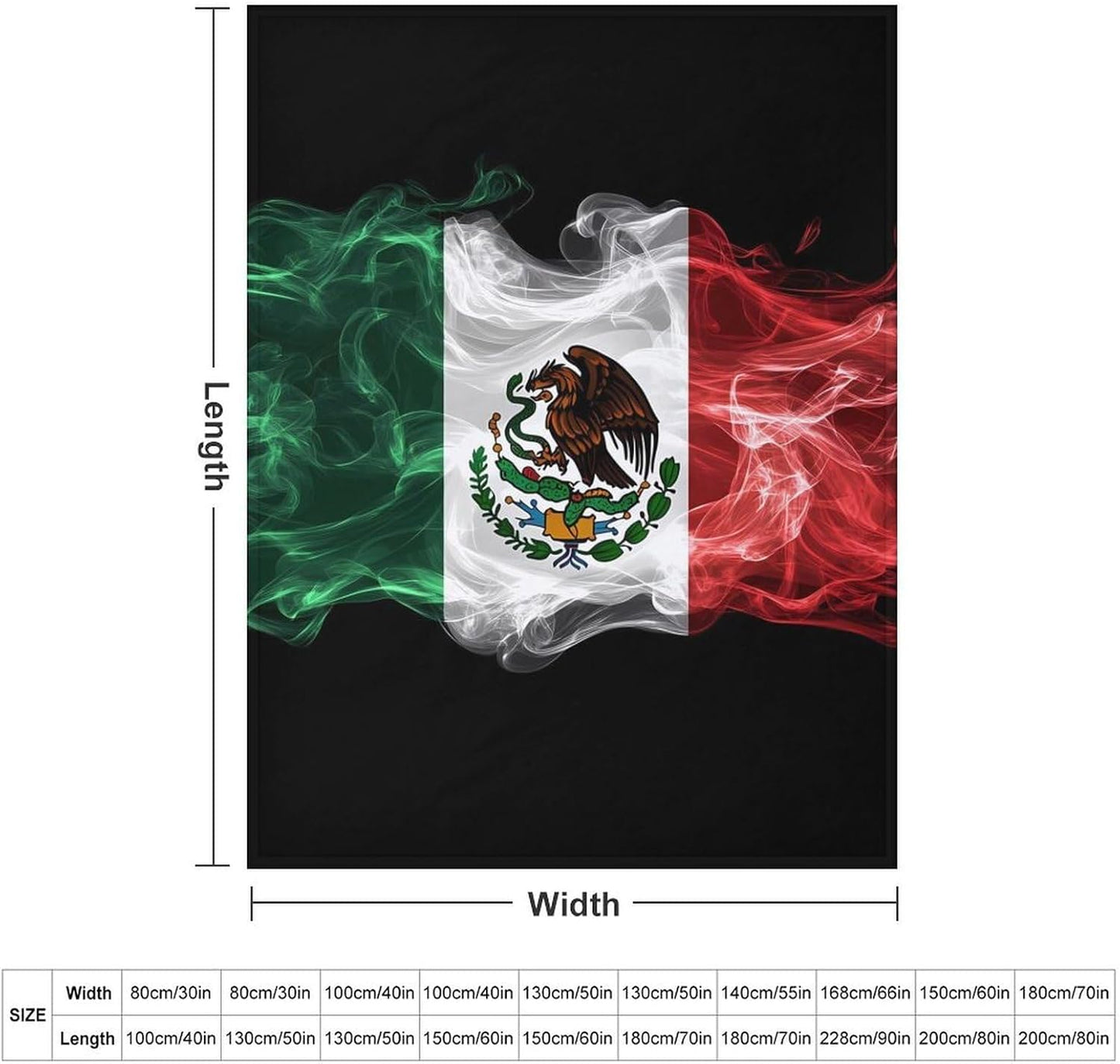 Mexico Mexican Fiag Throw Blanket for Couch Bed Plush Cozy Fuzzy Flannel Blanket for All Season 60"x80"