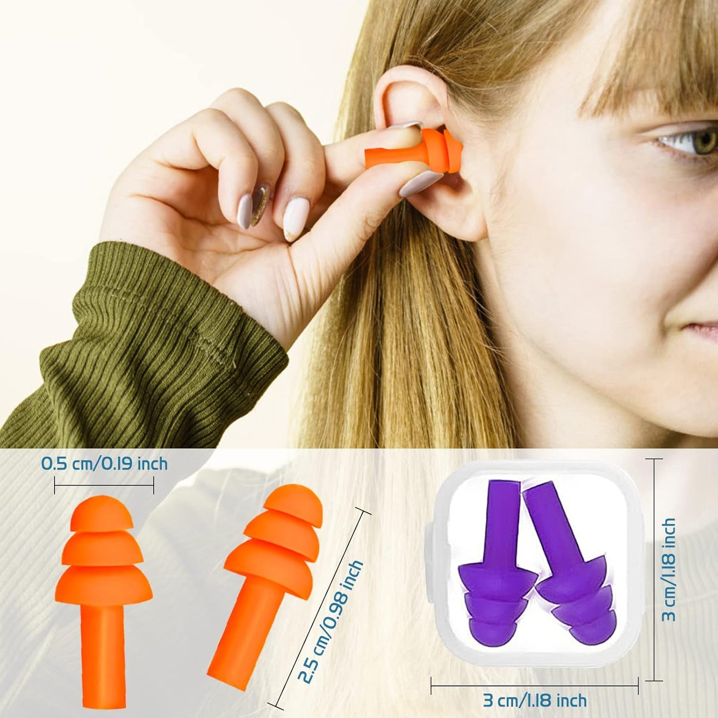 10 Pairs Swimming Earplugs Silicone Noise Cancelling Ear Plugs Reusable Waterproof Earplugs with Case for Swimming and Sleeping, 10 Assorted Colors