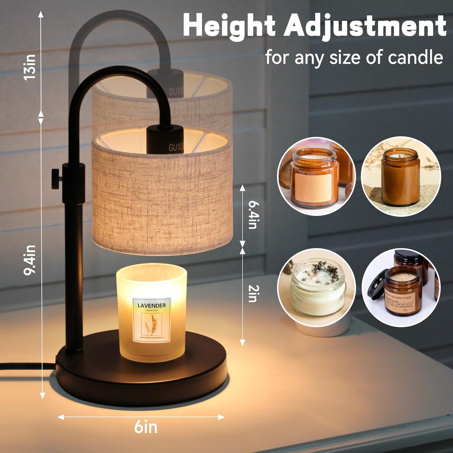 Candle Warmer Lamp with Timer, Dimmable Candle Wax Warmer Candle Lamp Warmer with 2 Bulbs, House Warming Gifts Birthday Gifts for Women Bedroom Home Decor (Linen-Upgraded)