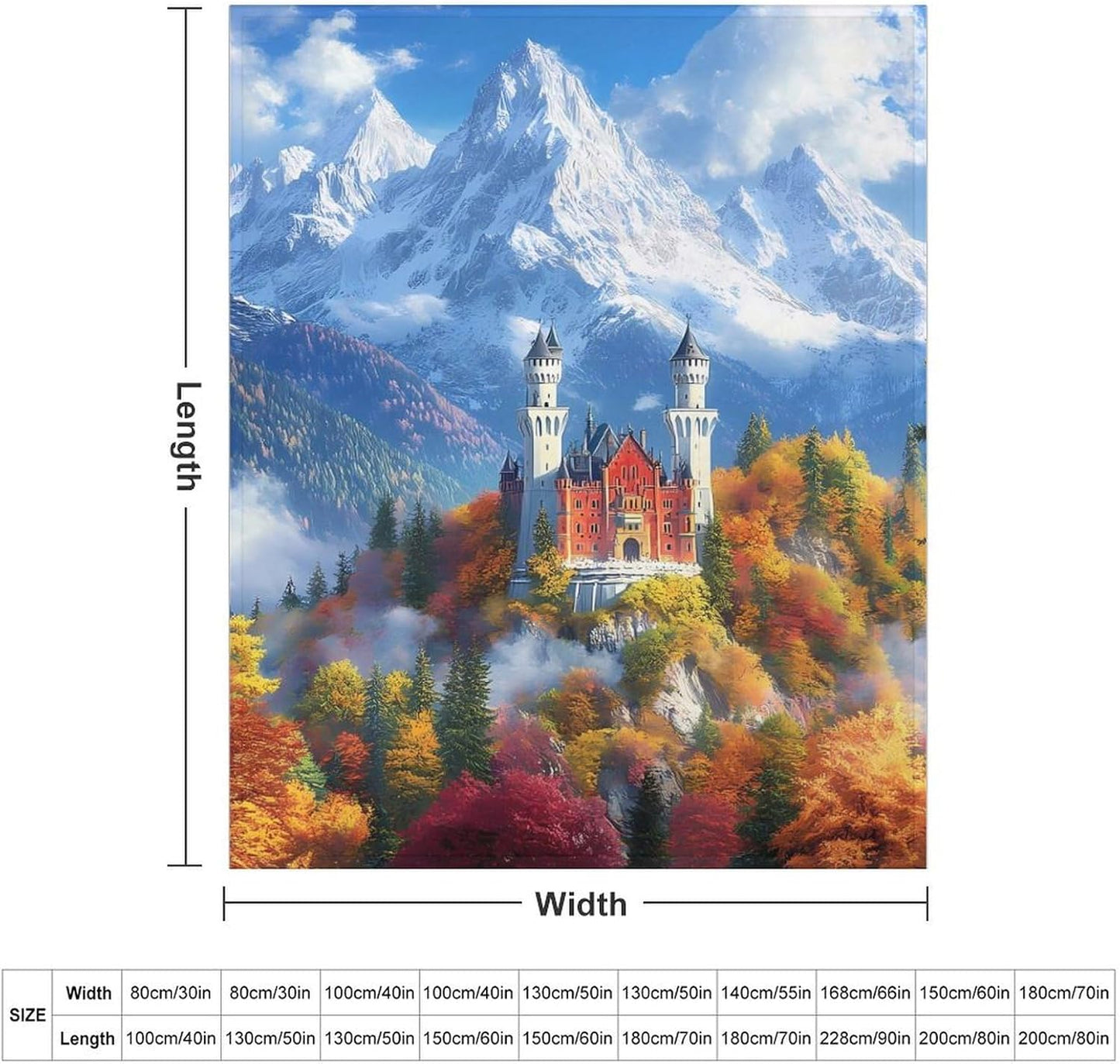 Schloss Neuschwanstein Throw Blanket for Couch Bed Plush Cozy Fuzzy Flannel Blanket for All Season 30"x40"