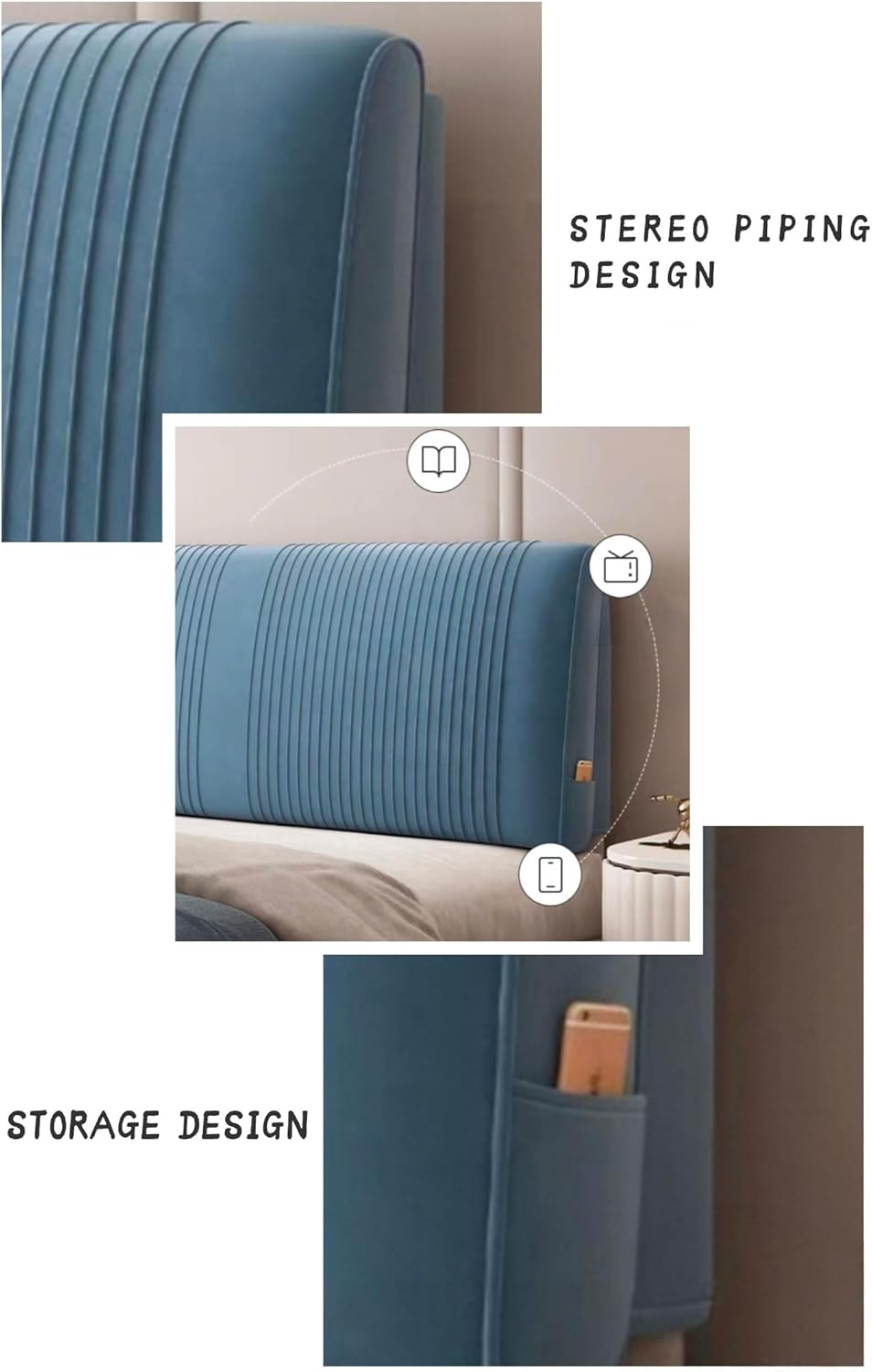Solid Color Large Bed Backrest Cushion for Headboard Upholstered Headboard Bed Backboard Bedroom Headboard Pillow Lumbar Pad Bed Cushion(Size:120cm/47in,Color:White)