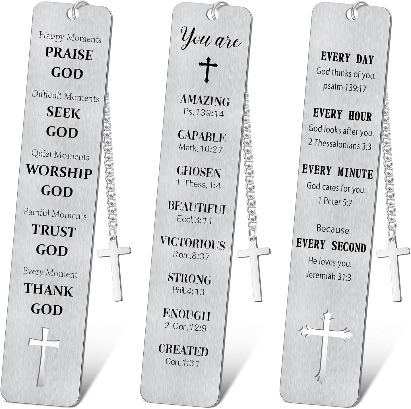 COCHIE 3PCS Metal Bookmark Bulk Christian Gifts, First Communion Gifts for Women Men Girls Boys, Bible Bookmarks with Cross Tassel, Religious Bookmark Faith Gifts Easter Basket Fillers (Cross)