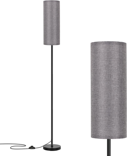 FRIDEKO HOME Grey Shade Floor Lamp, Simple Design with Foot Pedal Switch, Small Tall Lamps for Living Room Bedroom Office, Corner Floor Stand Light with Black Pole Lamp (No Bulb/No Remote)