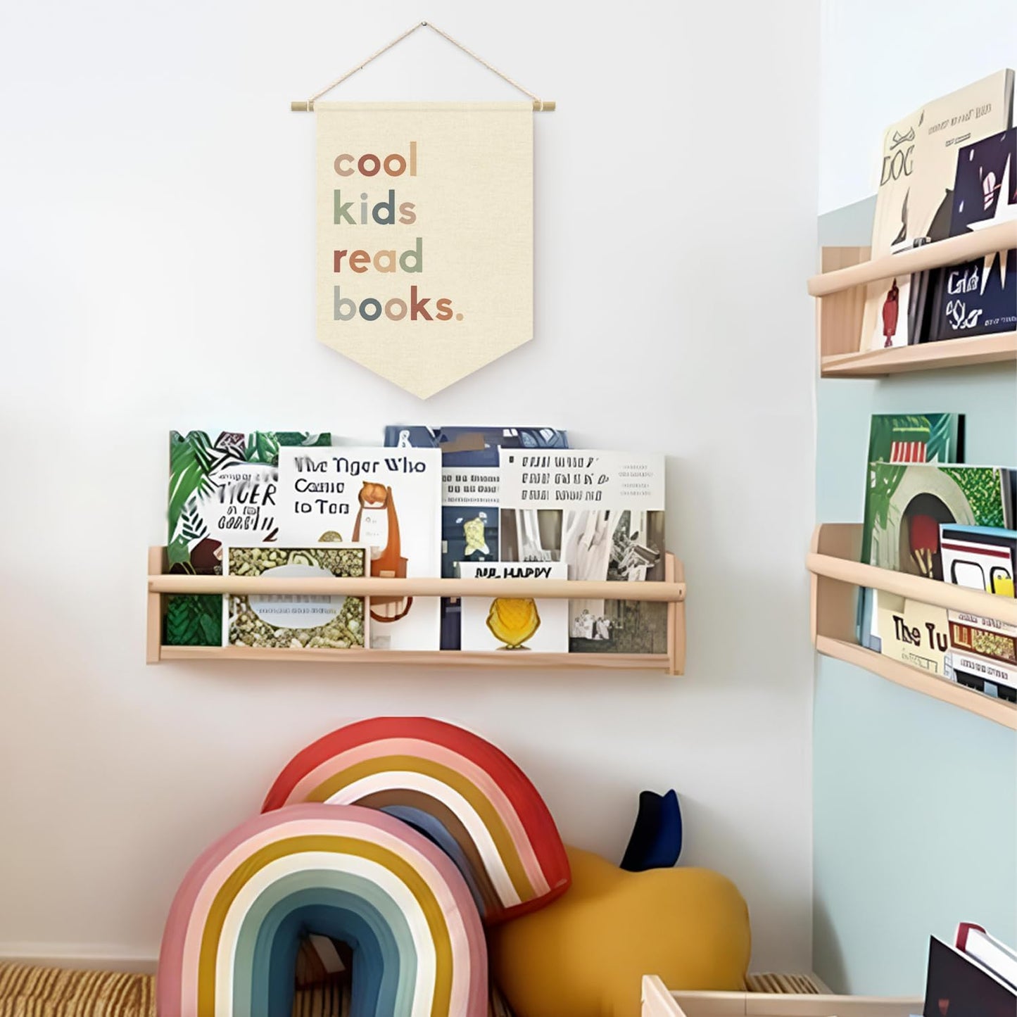Cool Kids Read Books Wall Hanging Banner, Boho Classroom Decor Read Corner Pennant Flag Wall Decor, Book Lover Gift, Playroom Reading Book