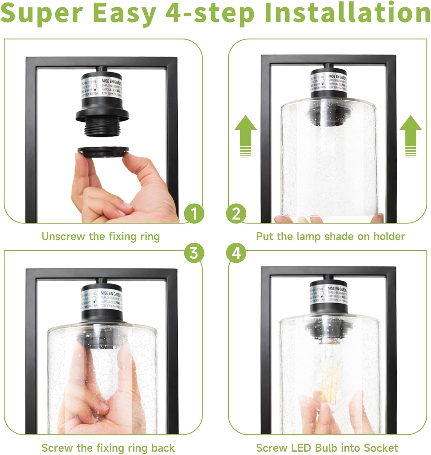 16" Set of 2 Industrial Table Lamps with USB A+C Charging Ports and AC Outlet, Fully Stepless Dimmable Bedside Lamps with Seeded Glass Shade for Bedroom Living Room Office, LED Bulbs Included