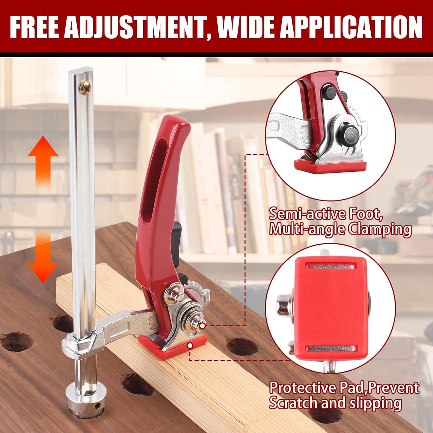 2 Pack Woodworking Quick Ratchet Bench Dog Clamps, Heavy Duty Hold Down Clamps for MFT Tables, Workbench Accessories for Wood Carving Routing Sanding