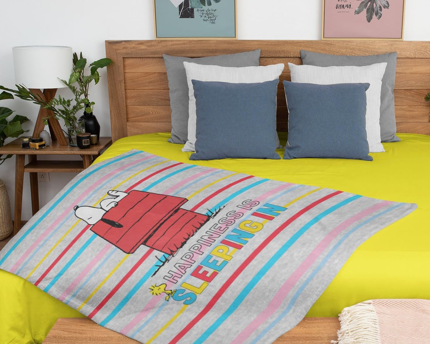 Peanuts Snoopy and Woodstock Happiness is Sleeping in Silk Touch Throw Blanket
