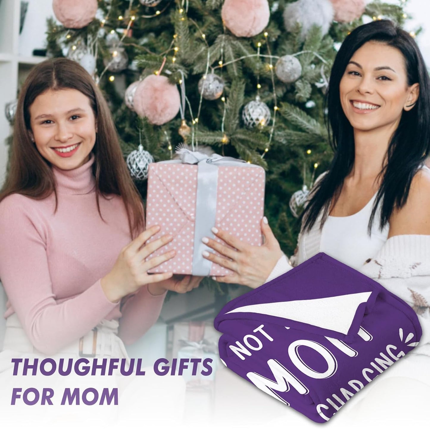 Funny Birthday Gifts for Mom from Daughter Son, Mom is Charging Blanket, Valentines for New Moms, Soft Flannel Throw Blanket for Napping Couch Travel, 50x60(Purple)