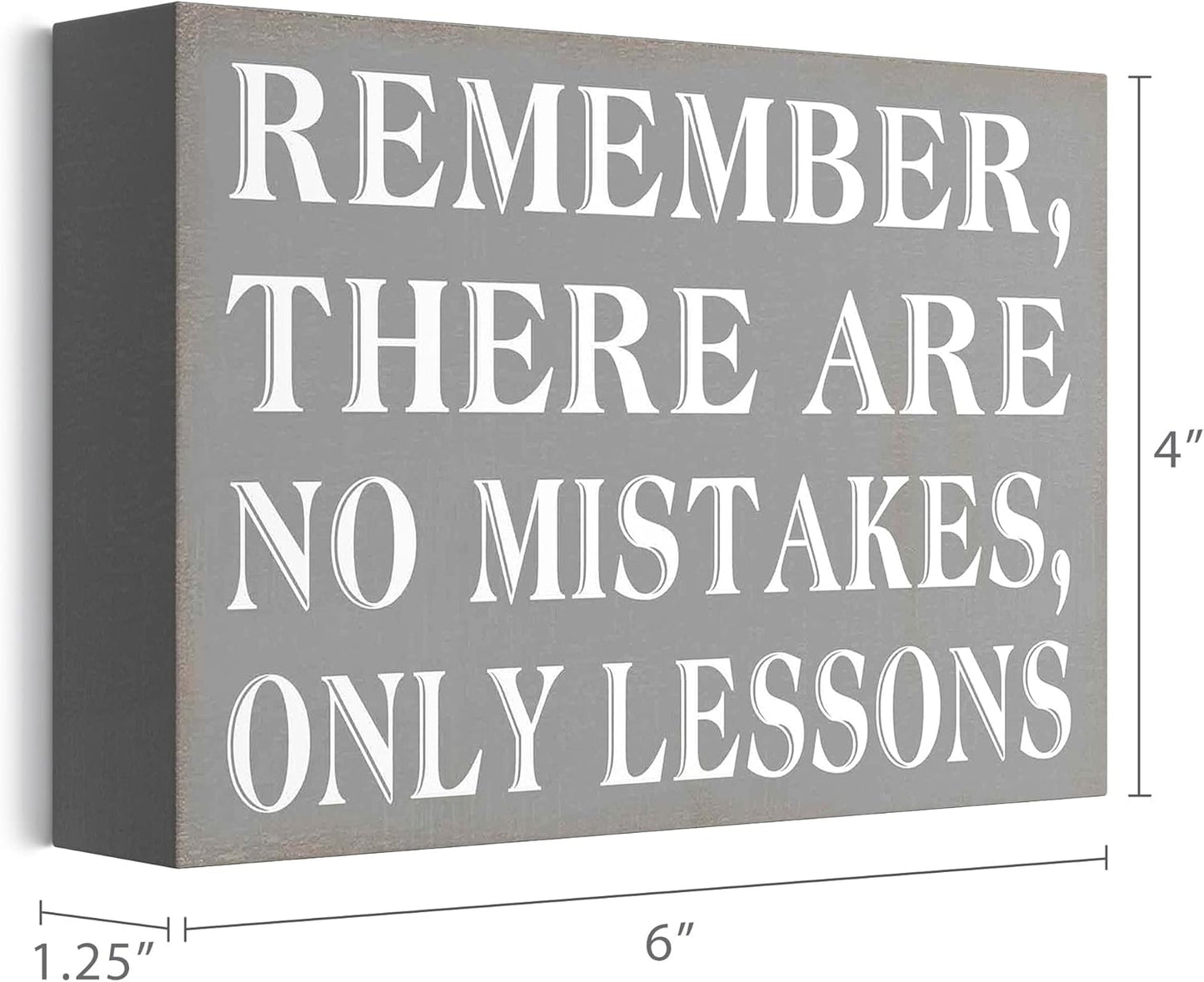 Barnyard Designs Wooden Box Sign Motivational Desk Decor, Inspirational Office Desk Decorations for Women Office Bathroom Shelf Décor (No Mistakes)