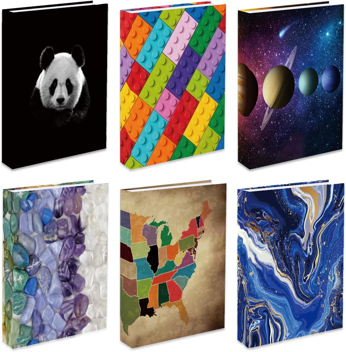 6 Pack Stretchable Book Covers, Jumbo Book Sleeves for Hardcover Books Textbooks up to 9 x 11 Inches, Reusable, Washable and Protective Textbook Covers for School Kids Boys Girls