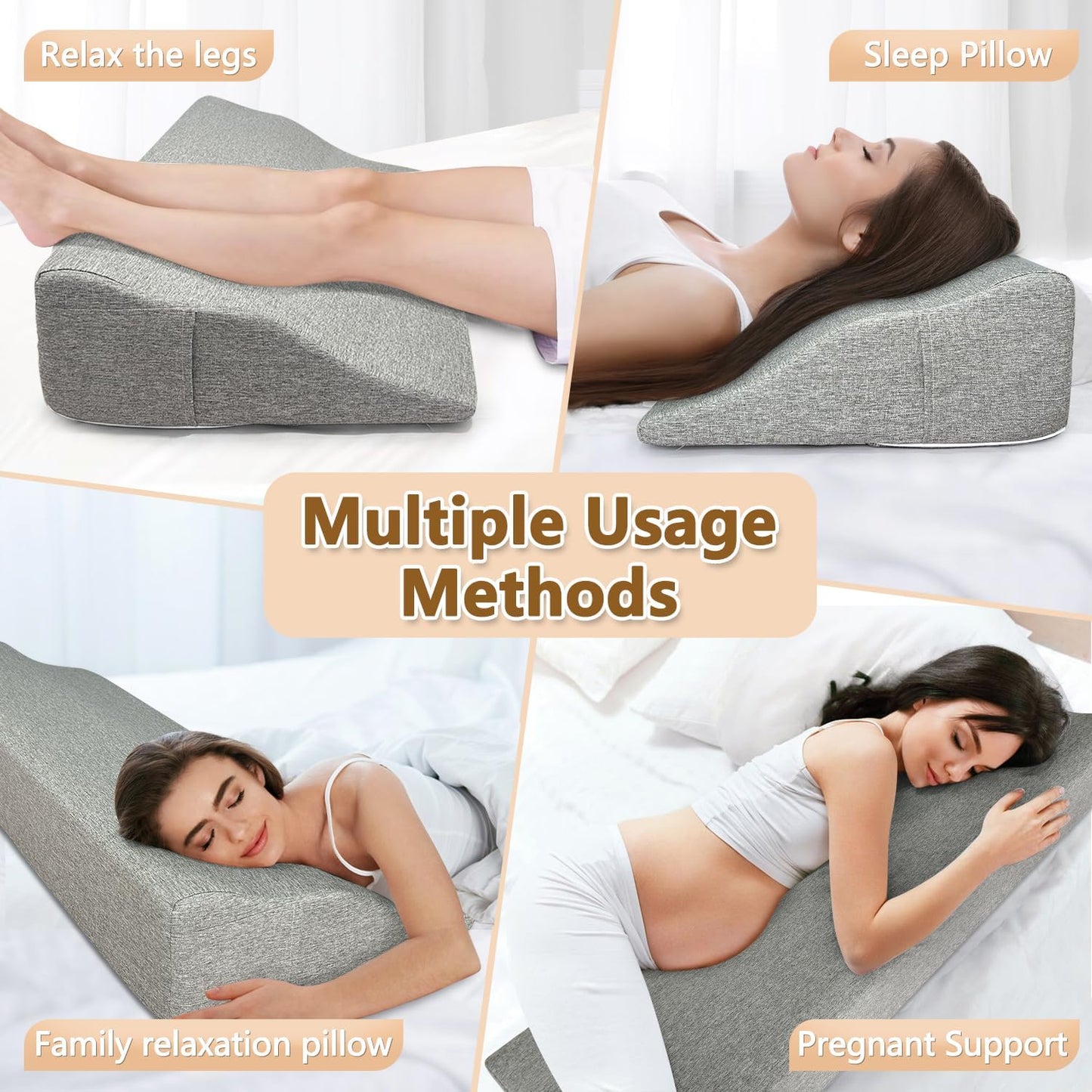 Headboard Queen Size Only Padded - Linen Fabric Upholstered , Can Replace Bolster Triangle Bed Wedge , Backrest Reading Pillow , Head Board Panels Positioning Support Pillow as One(59x8x20 Inches)