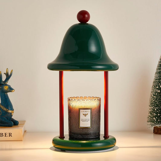 Mahbahole Bell Candle Warmer Lamp with Timer Dimmable, Bedroom House Office Aesthetic Living Girls Room New Home Decor, Christmas Birthday New Year Gifts for Women Mom - Green & Red