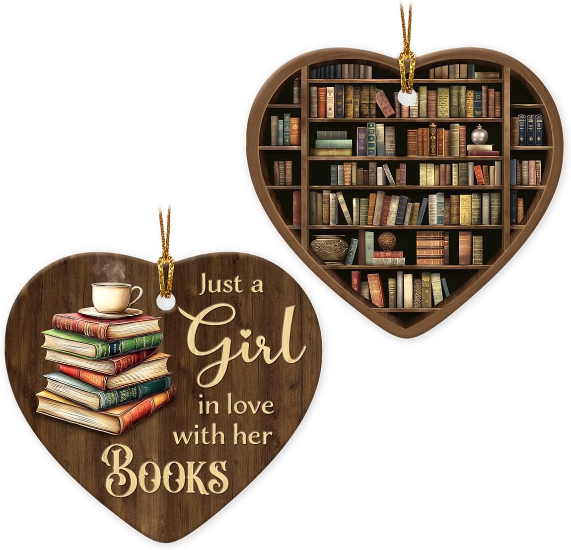 Book Lovers Christmas Ornament 2025 – Just a Girl Who Loves Books, Book Club, Library Christmas Ornament 2025 – Unique Gifts for Readers, Book Lovers, Ceramic Christmas Tree Decorations