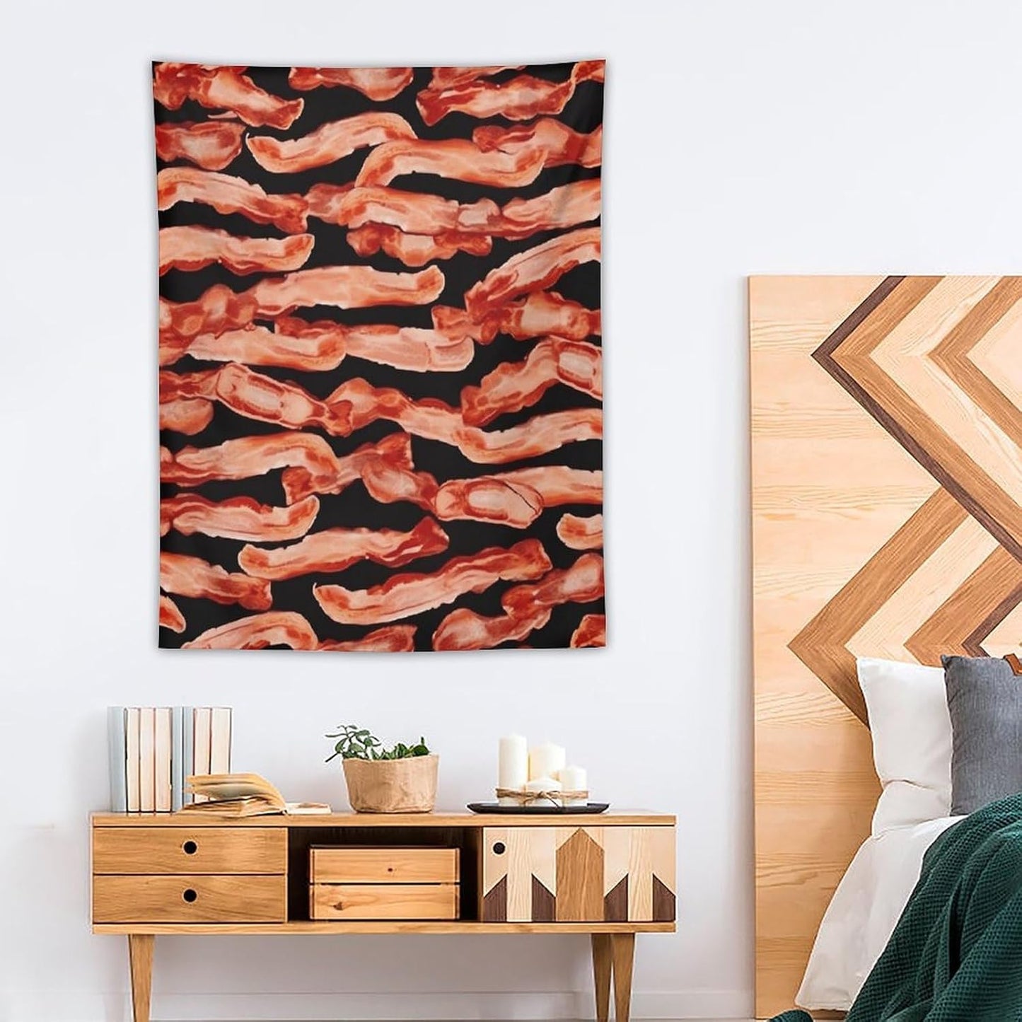 FodPand Bacon Pattern Tapestry Anti-fading Wall Tapestry with Installation Kit Backdrop Banner Multipurpose Aesthetic Tapestries Boho Wall Art Hanging Decorative Blanket 30"x40"
