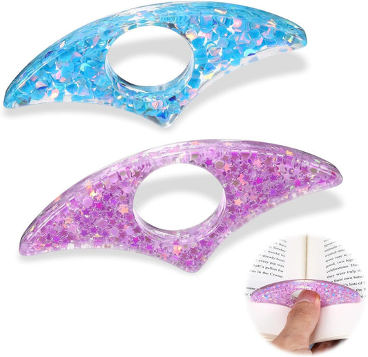 Thumb Book Page Holder 2PCS Book Page Holders for Reading Glitter Diamond Dotting Handmade Personalized Flower Plastic Books Opener Holder Thumb Meaningful Gifts for Lovers Teachers Students