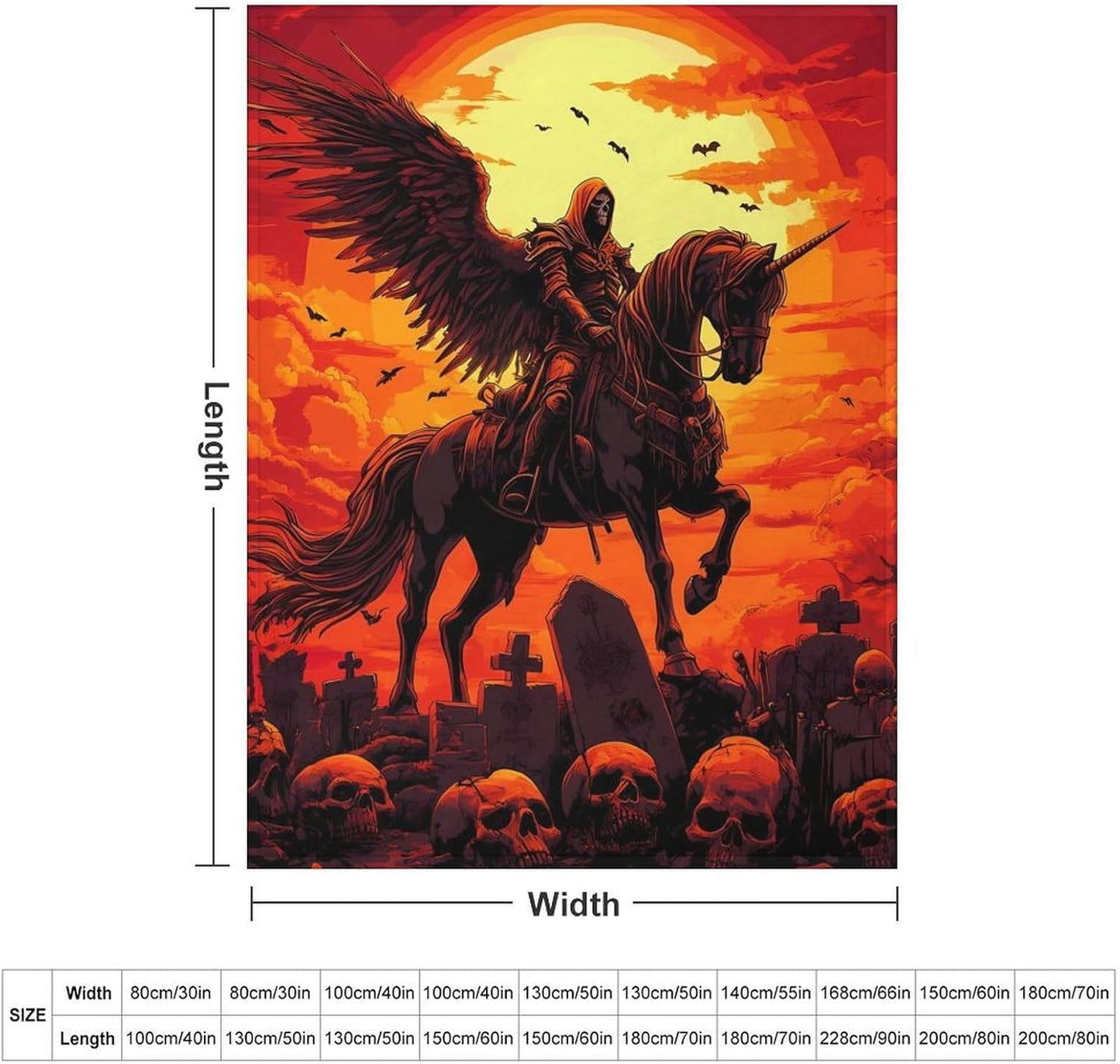 Reaper Horse Throw Blanket for Couch Bed Plush Cozy Fuzzy Flannel Blanket for All Season 60"x80"