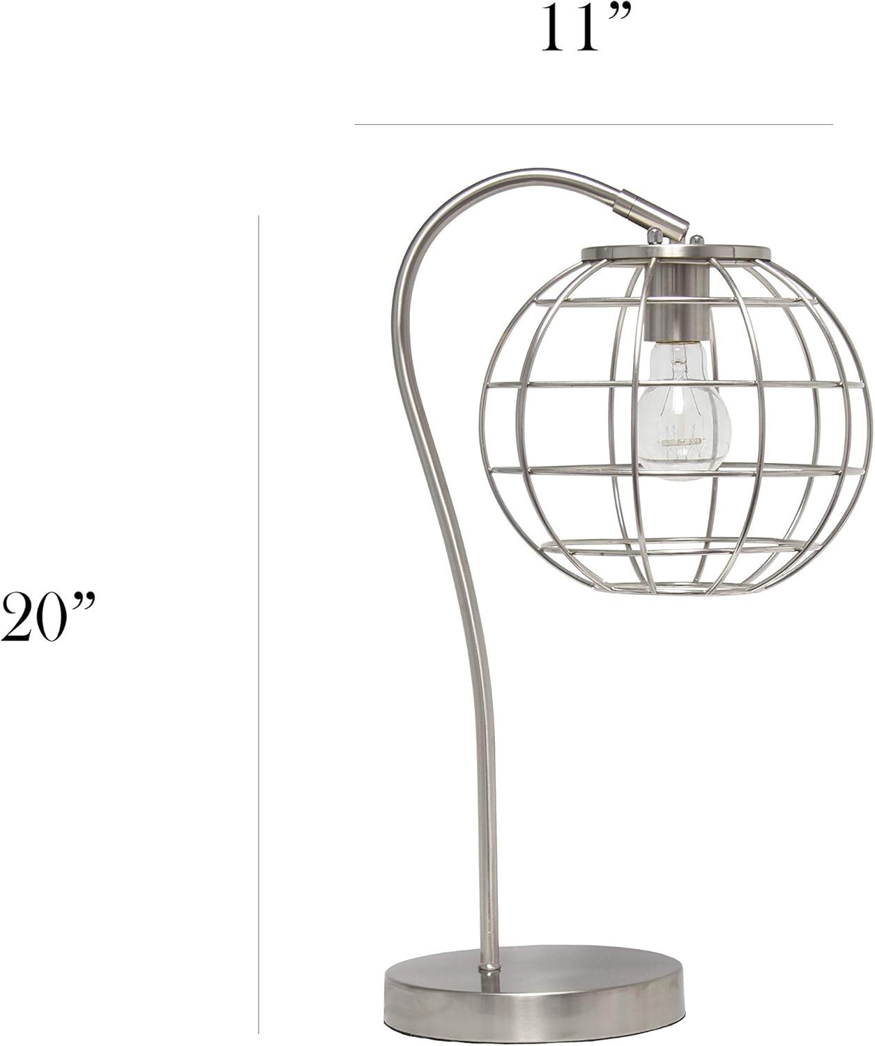 Elegant Designs LT2068-BSN Caged in Metal Table Desk Lamp, Brushed Nickel