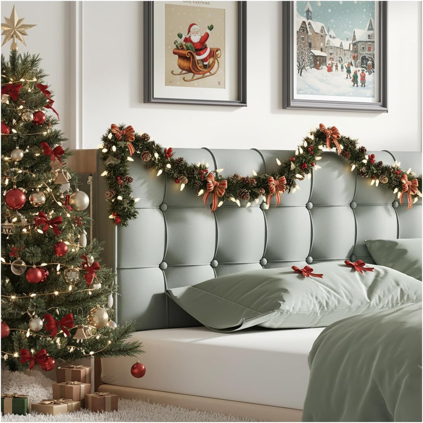 Green Full Headboard Pillow Upholstered Wedge Backrest with Removable Cover for Reading Lumbar Support Twin XL Dorm Bed Essentials Bedroom Pillow Daybed Couch Decorative Cushion Memory Foam Comfort