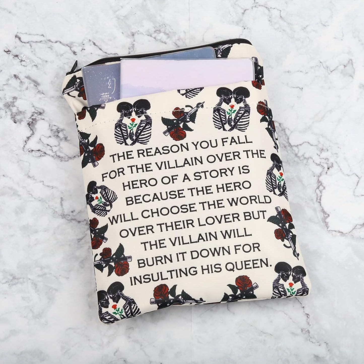 The Villain Skeleton Theme Dark Romance Book Sleeve Reader Gift Skeleton Lovers Gift Bookish Gift (Villain Skeleton-b)