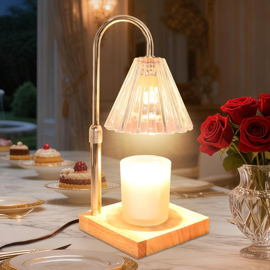 LED Candle Warmer Lamp with Dimmer & 2/4/8H Timer, Electric Wax Melt Warmer for Scented Jar Candles, Height Adjustable Home Decor Lamp with Soft Glow - Ideal Gift for Women & Housewarming
