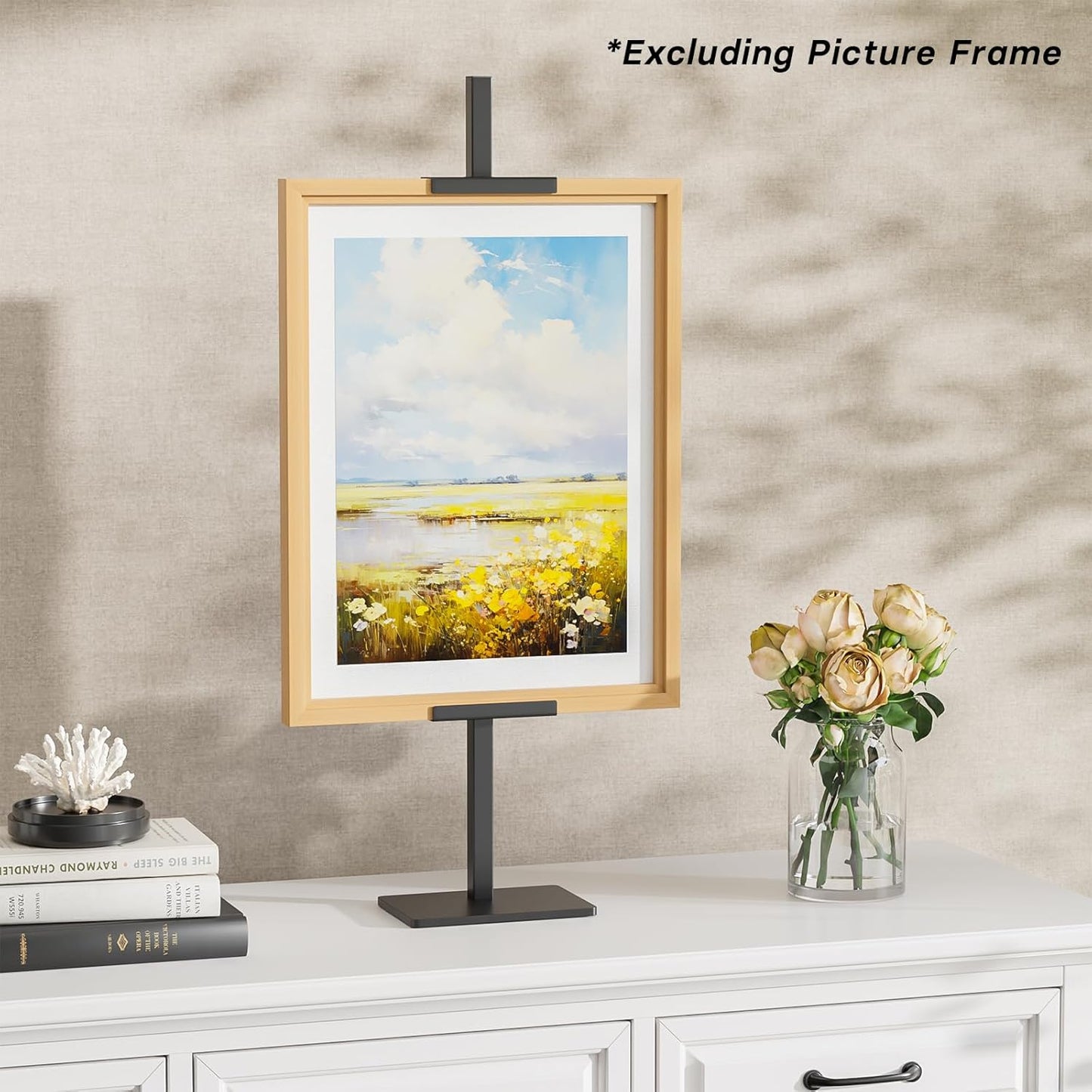 Adjustable Tabletop Picture Frame Stand, Holds Frames Up to 29" Tall, Metal Display Holder Stand for Picture Frames, Sturdy Tabletop Easel for Home, Office, Galler