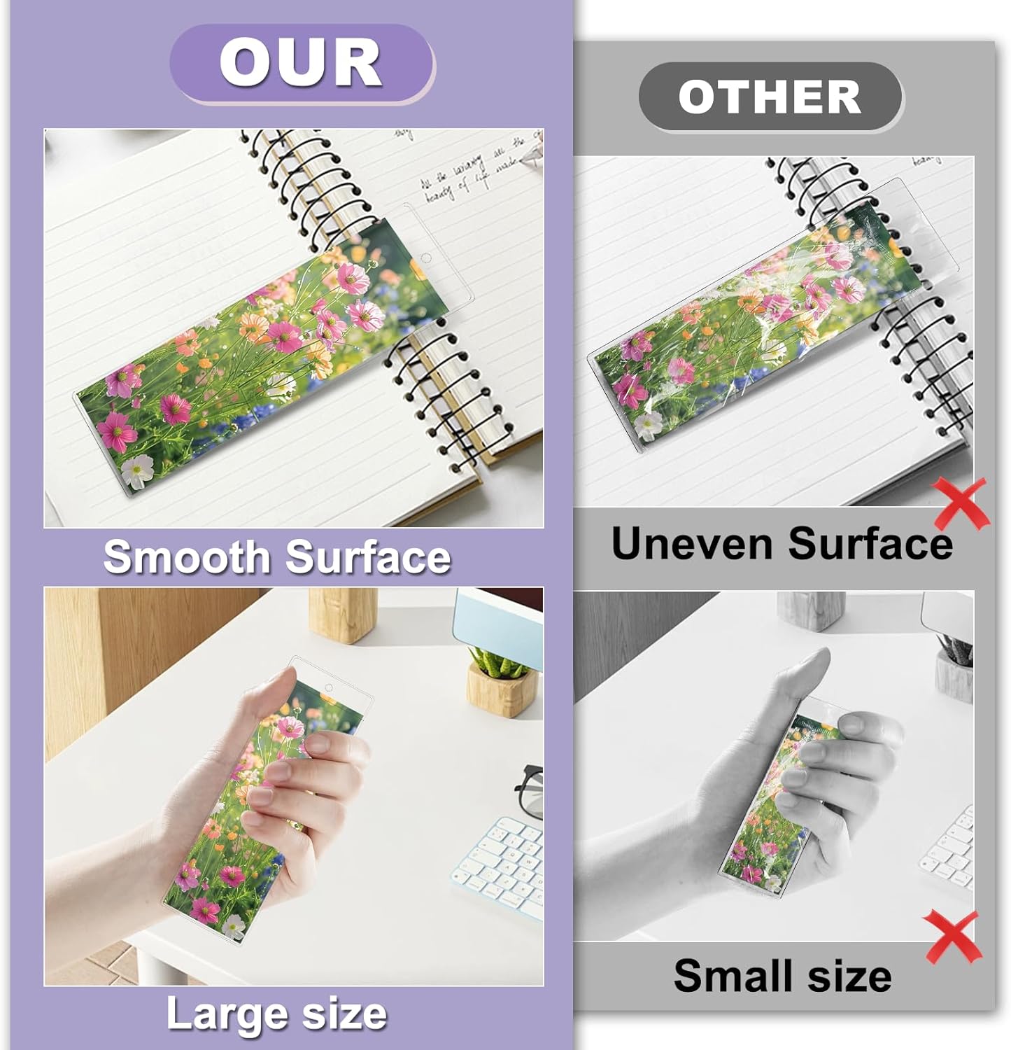 100 PCS Clear Bookmark Sleeves, 7.5 x 2.5 Inch Blank Bookmark Holder Large Clear Photo Booth Sleeves with Hole Book Marker Cover Holder for Wedding Valentine’s Party Favor Decoration