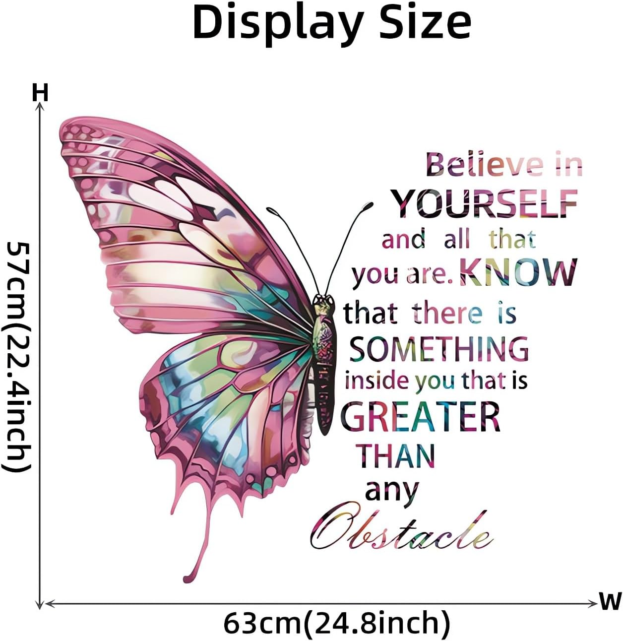 Colorful Butterfly Inspirational Quotes Wall Stickers, sacinora Motivational Wall Decals Removable Vinyl Peel and Stick for Boys Girls Living Room Bedroom Nursery Children's Room Art Decorations