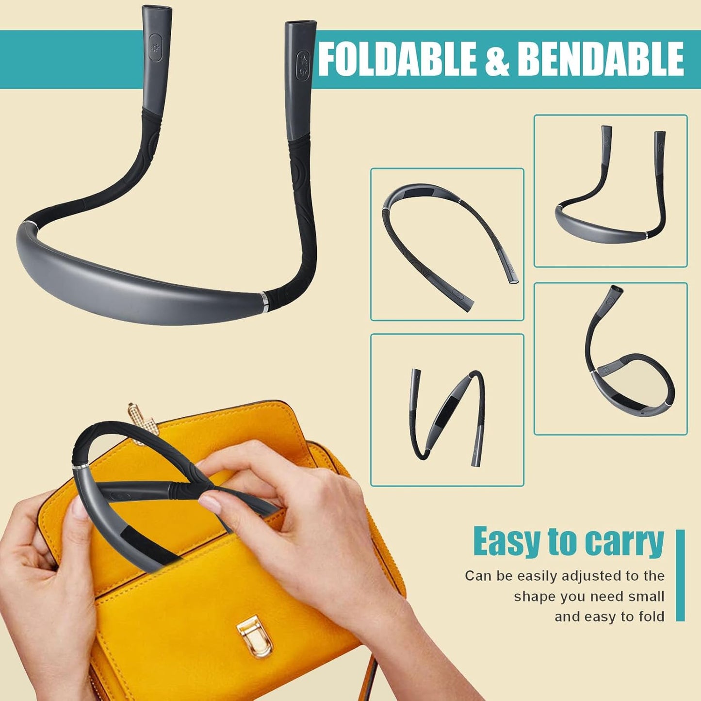 LED Neck Reading Light, Book Light for Reading in Bed, 3 Colors, Stepless Dimming Brightness, Bendable Arms, Hand Free Rechargeable, Perfect for Reading, Knitting, Camping, Repairing.