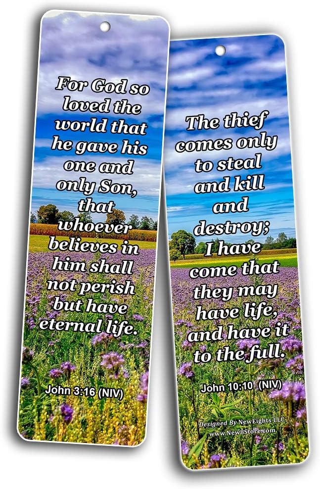 NewEights Life Bible Verses Bookmarks NIV (30 Pack) - Handy Reminder About God’s Grace – Daily Motivational and Encouragement Card Collection Set – Meaningful Gifts for Church