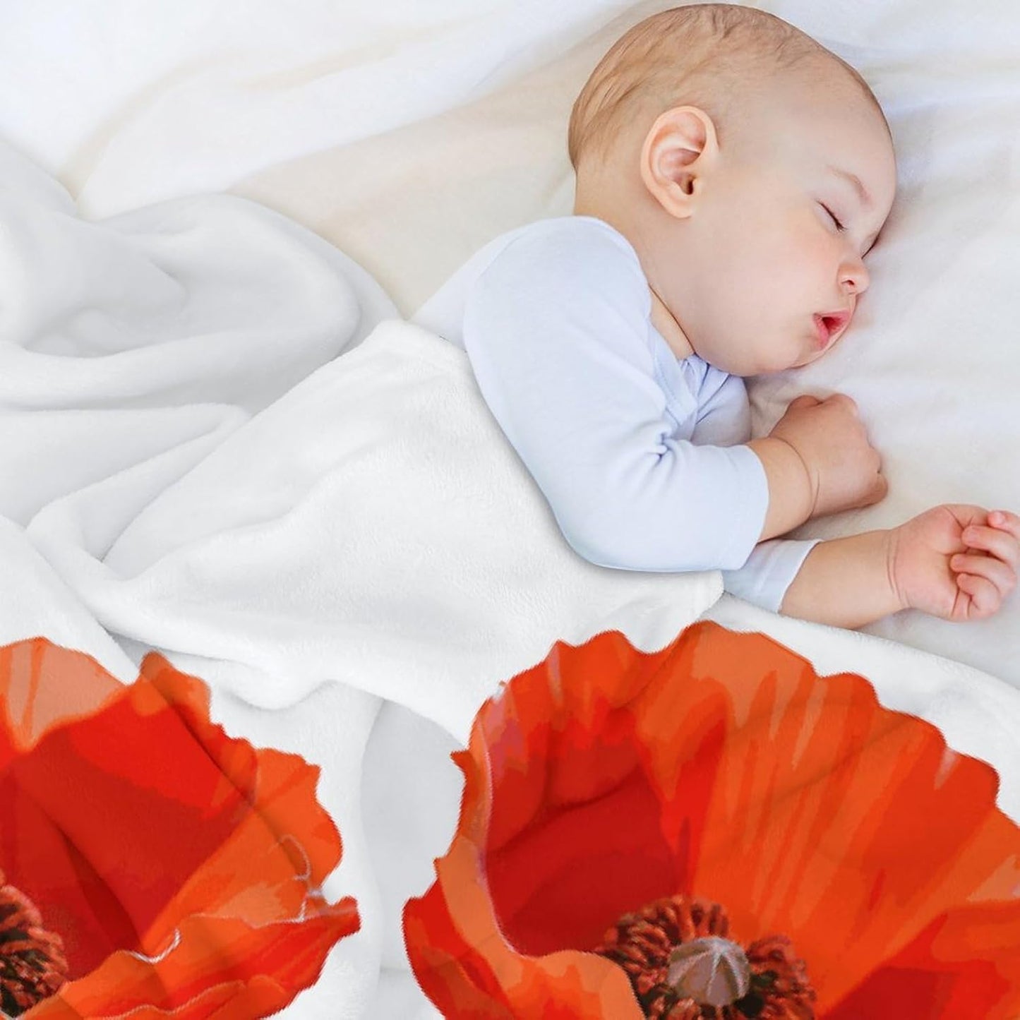 Poppy Flowers Vivid Petals Blanket Super Soft Lightweight Throw Blanket Cute Cozy Warm Bed Blanket Decorative Fuzzy Blanket All-Season Home Decor Gift for Sofa Couch Living Room 50"*60"（130 * 150cm）