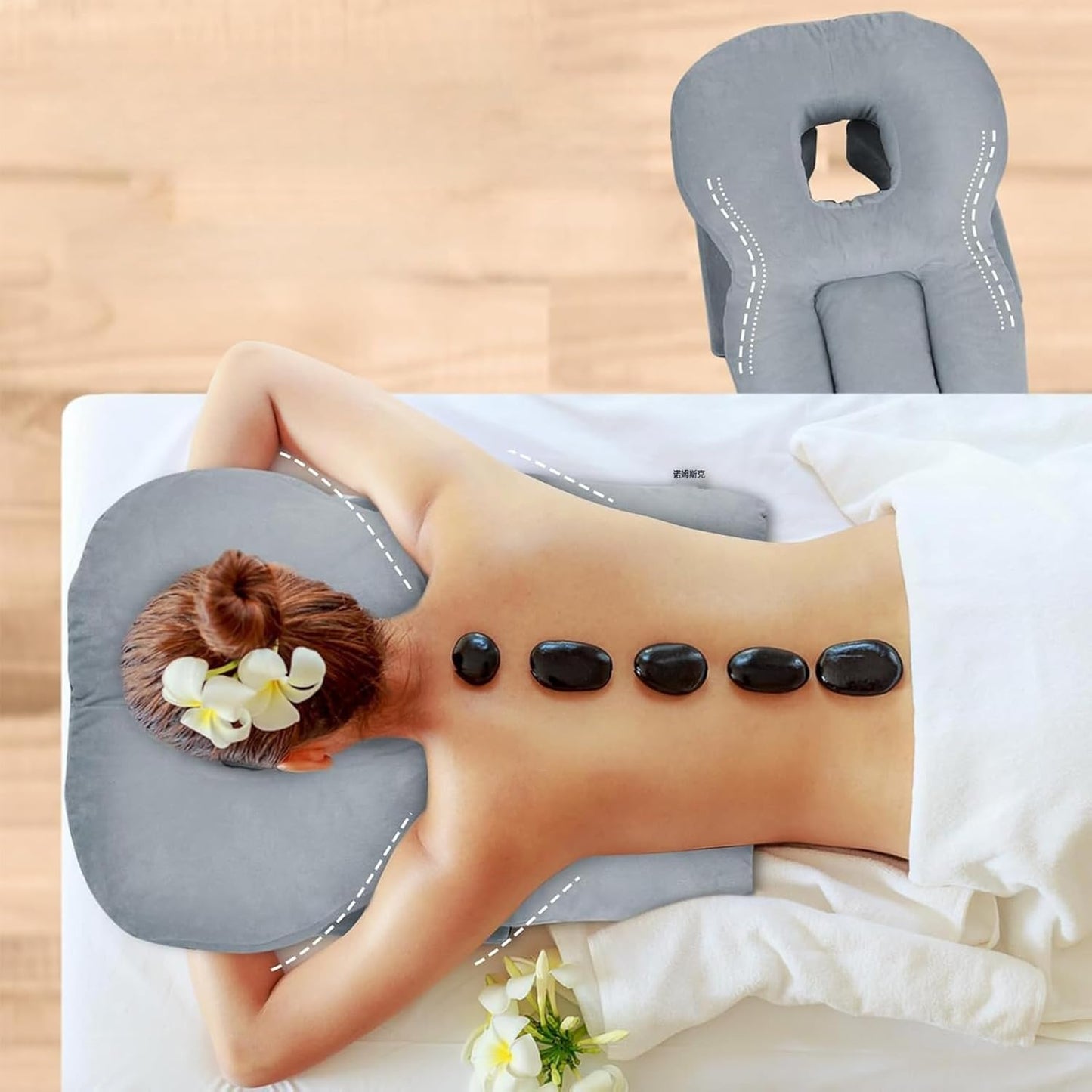 Sleeping Face Pillow, 69.85x46.99cm Soft Breathable Polyester Cushion for Face Down Recovery, Comfort, Relaxation, Home, Spa, Travel, Rest Use