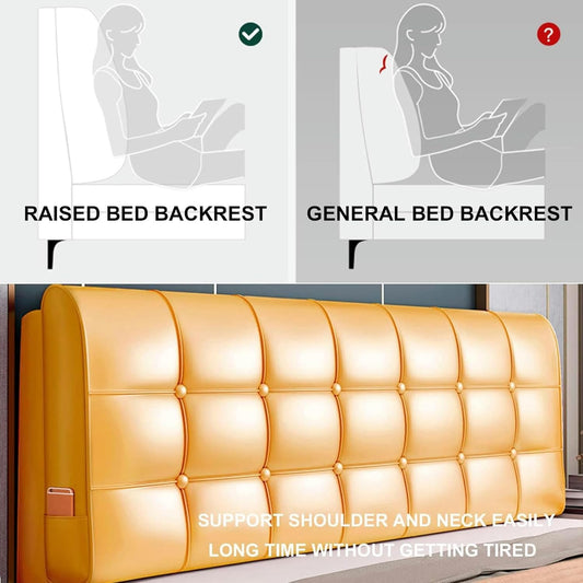 Leather Headboard Pillow,Solid Color Rectangle Headboard Reading Pillow,Headboard Upholstered Bed Backrest Large Bolster Wedge Pillowboard Headboard
