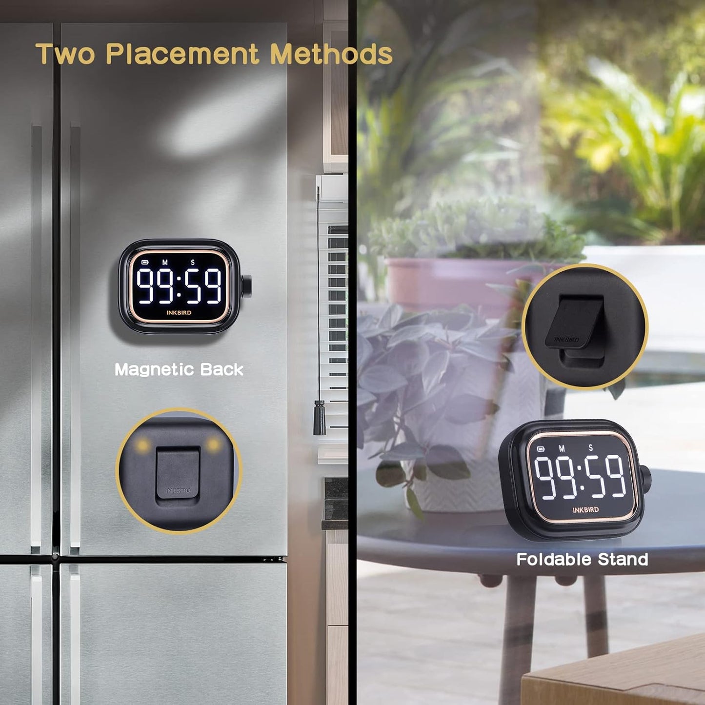 Digital Kitchen Timer for Cooking, INKBIRD Rechargeable 4-Levels Alarm Productivity Timer IDT-02 for Kids, Adults, Teachers, Large LED Smart Countdown Countup Magnetic Timer for Classroom Office
