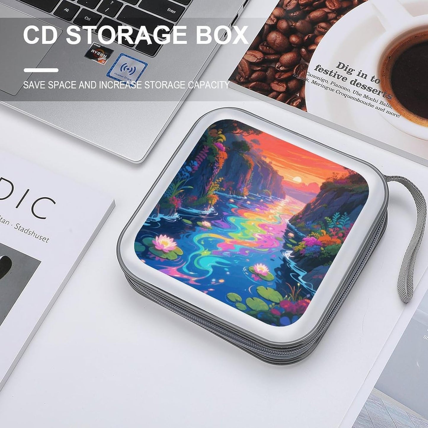 Shining River CD Case Portable Zipper CD Case 40 Capacity Hard Plastic DVD Cases Holder Large Storage Disc Wallet Bag for Car Home Travel DVD Collection Bag