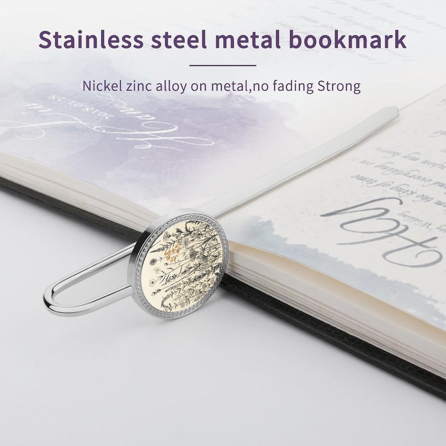 Floral Herbs Botanical Engraving Metal Bookmark Beautiful Practical Women Reading Book Marks Inspirational Bookmarks for Book Lovers, Writers, Readers Unique Gifts 1.2"