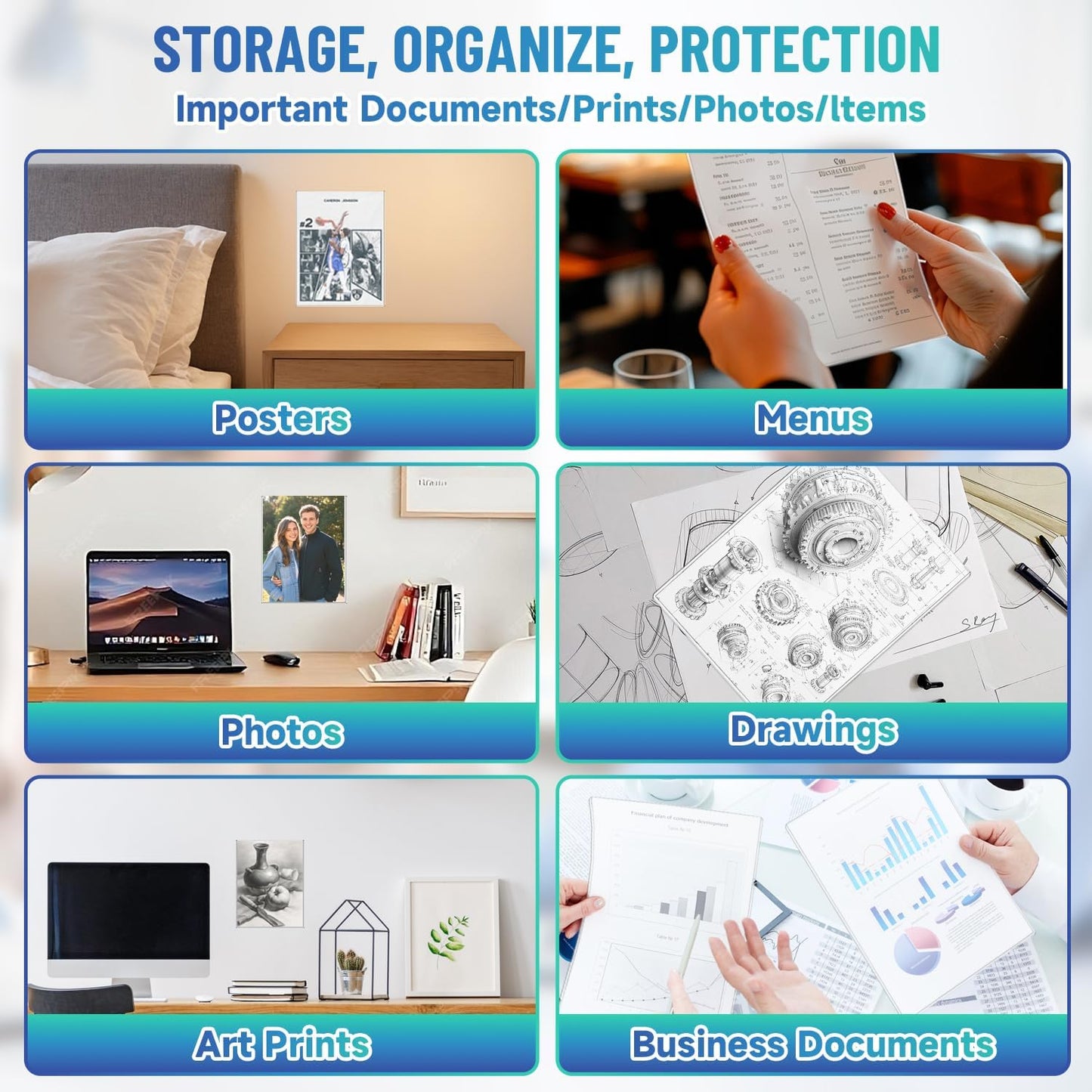 7 Pcs 8.5 x 11 Document Toploaders, Premium No Holes Sheet Protectors Crystal Clear View Page Sleeves Protector, Waterproof Rigid Card Sleeves Plastic Page Protectors for Photos Prints Menu Covers