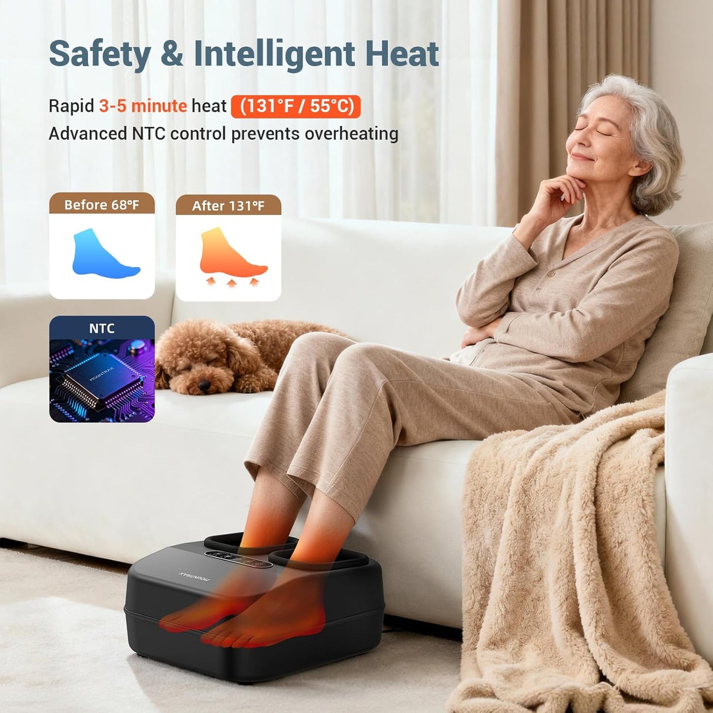 MOUNTRAX Foot Massager with Heating, Compression, Deep Shiatsu Kneading Electric for Plantar Fasciitis, Neuropathy, Improve Circulation and Pain Relief for Father and Mother's Day Gifts