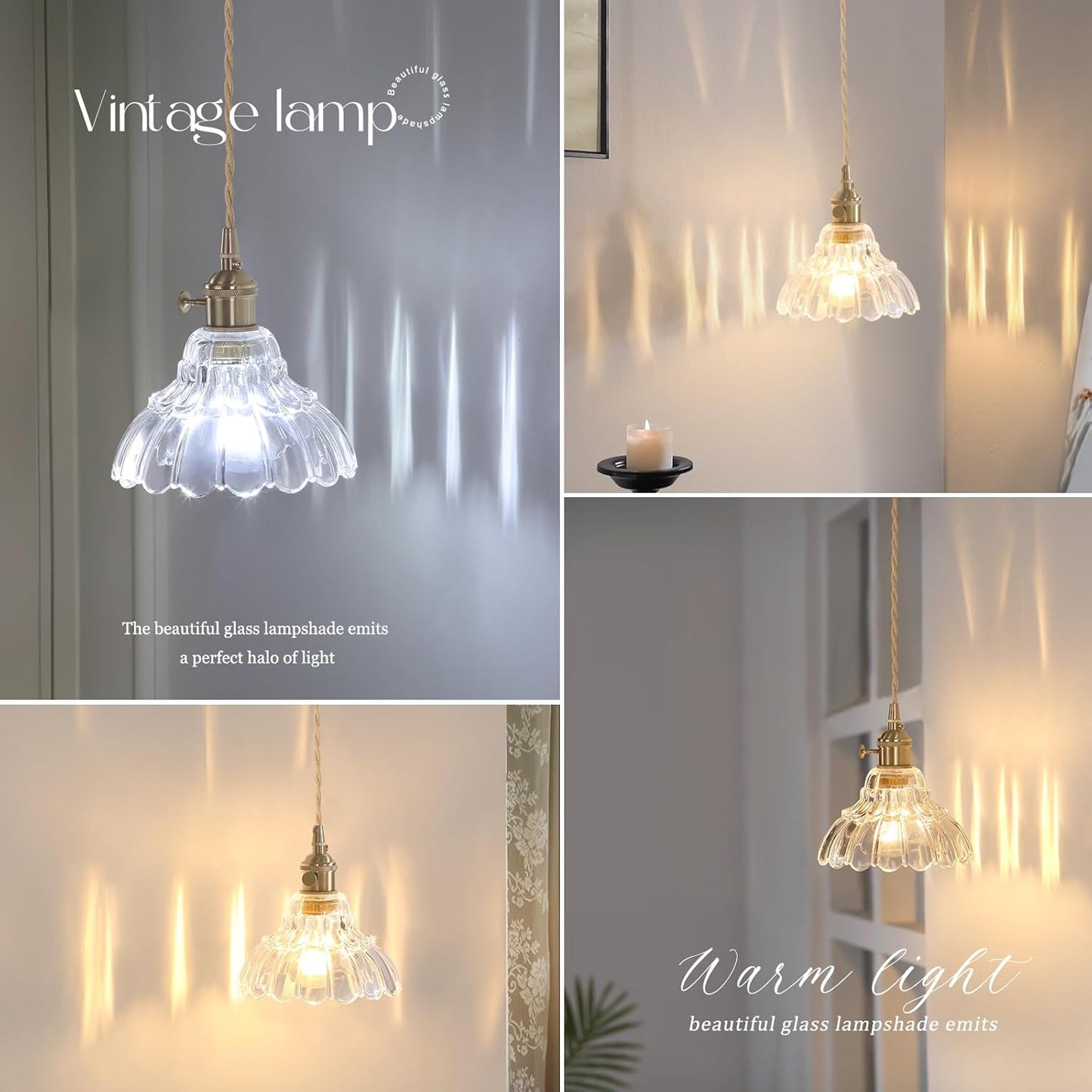Vintage Wall Sconce with Clear Lily of the Valley Shade Pattern Glass Adjustable Chain Retro Gold Wall Mounted Light, Modern Wall Lamp Fixtures Decor for Bedside Bedroom Indoor Doorway
