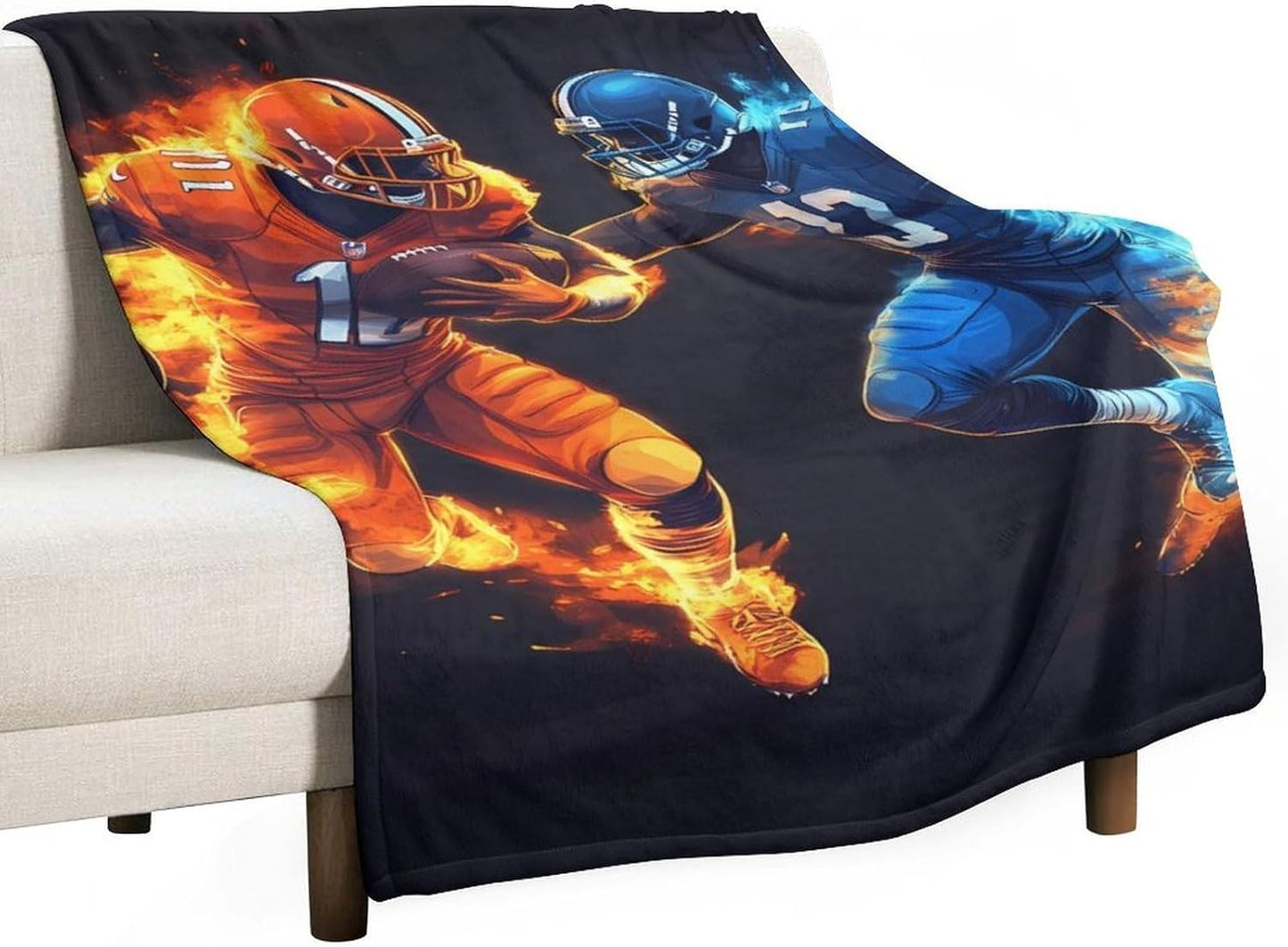 Football Men Pattern Throw Blanket for Couch Bed Plush Cozy Fuzzy Flannel Blanket for All Season 40"x60"