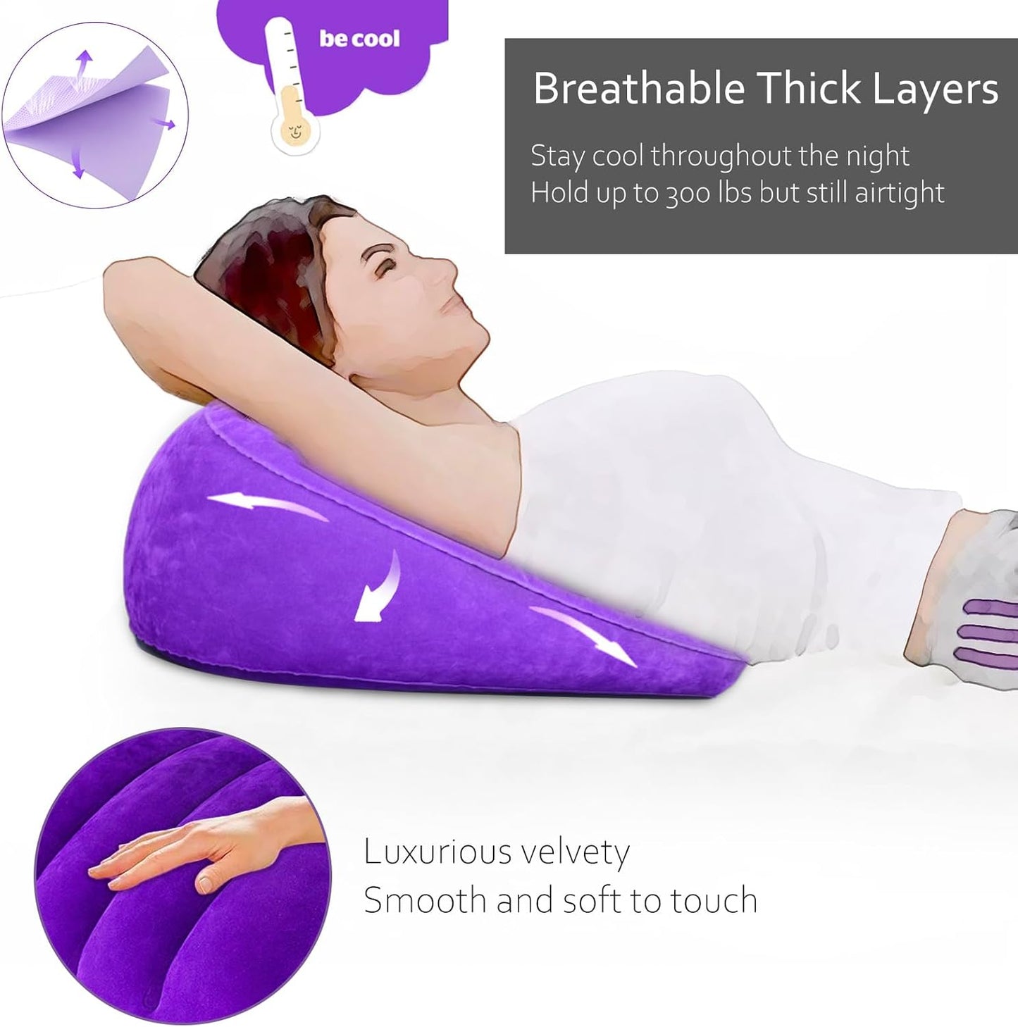 Leg Elevating Pillow - Heart Shape, Leg Elevation Pillows for Swelling Blood Circulation, Inflatable Wedge Pillow for Traveling, Wedge Pillow for Legs Foot Pain Relief Acid Reflux, Easy Carry Storage