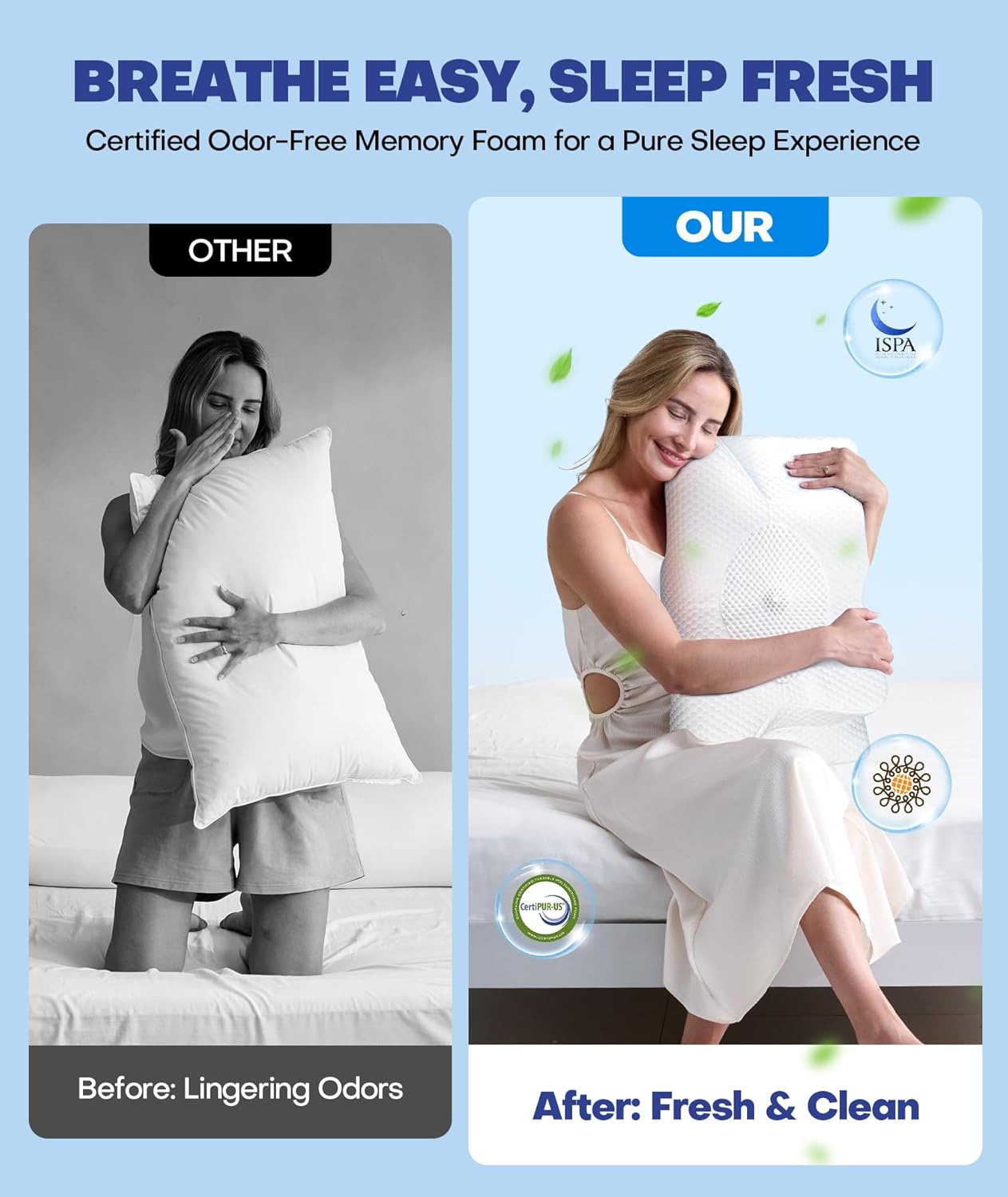 Emircey Clinical-Level Relief Cervical Neck Pillow for Sleeping, Orthopedic Contour Memory Foam Pillow for Side Sleepers, Cooling Reading Pillow for Neck Relief, Ergonomic for Back Stomach Sleepers