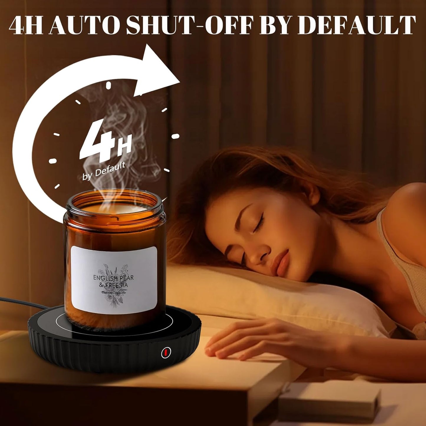 Large Candle Warmer Plate,Coffee Warmer with 3-Temperature Settings,Mug Warmer Auto Shut Off,Ideal Desk Cup Warmer for Coffee, Beverages, Milk & Tea