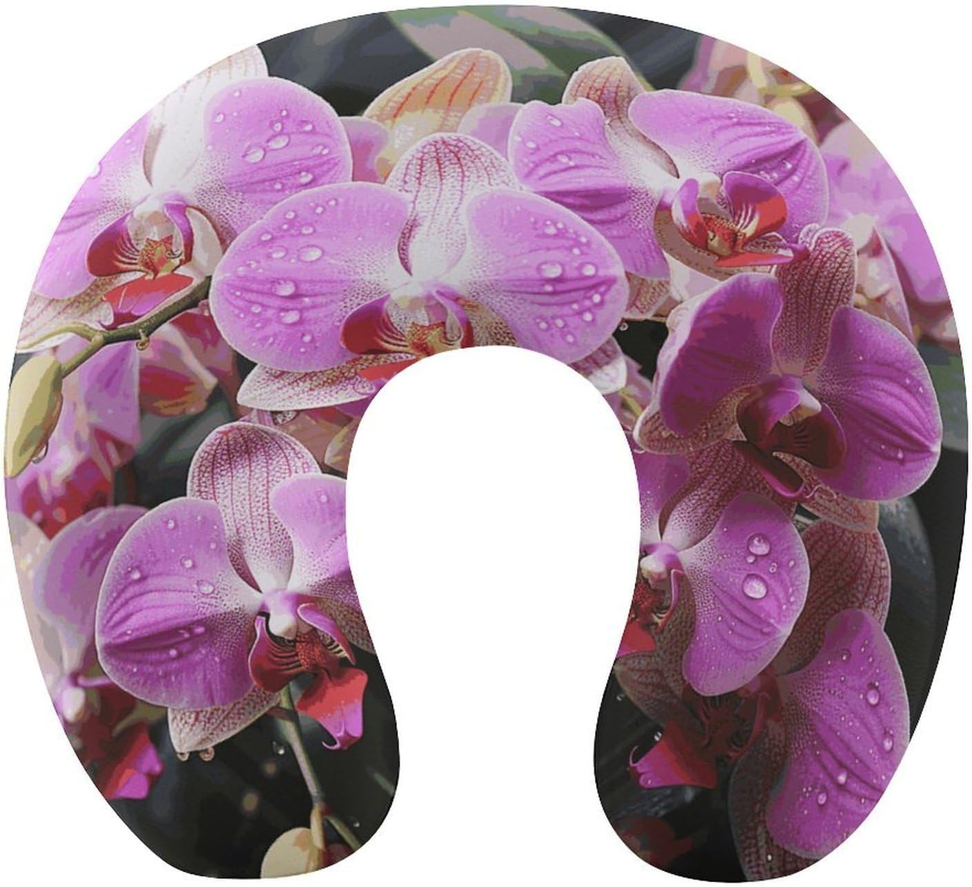 Orchids Neck Pillow Memory Foam U Shaped Pillows Portable Pillows for Shoulder Travel Head Support Pillow with Concealed Zipper for Airplane Car Home Office