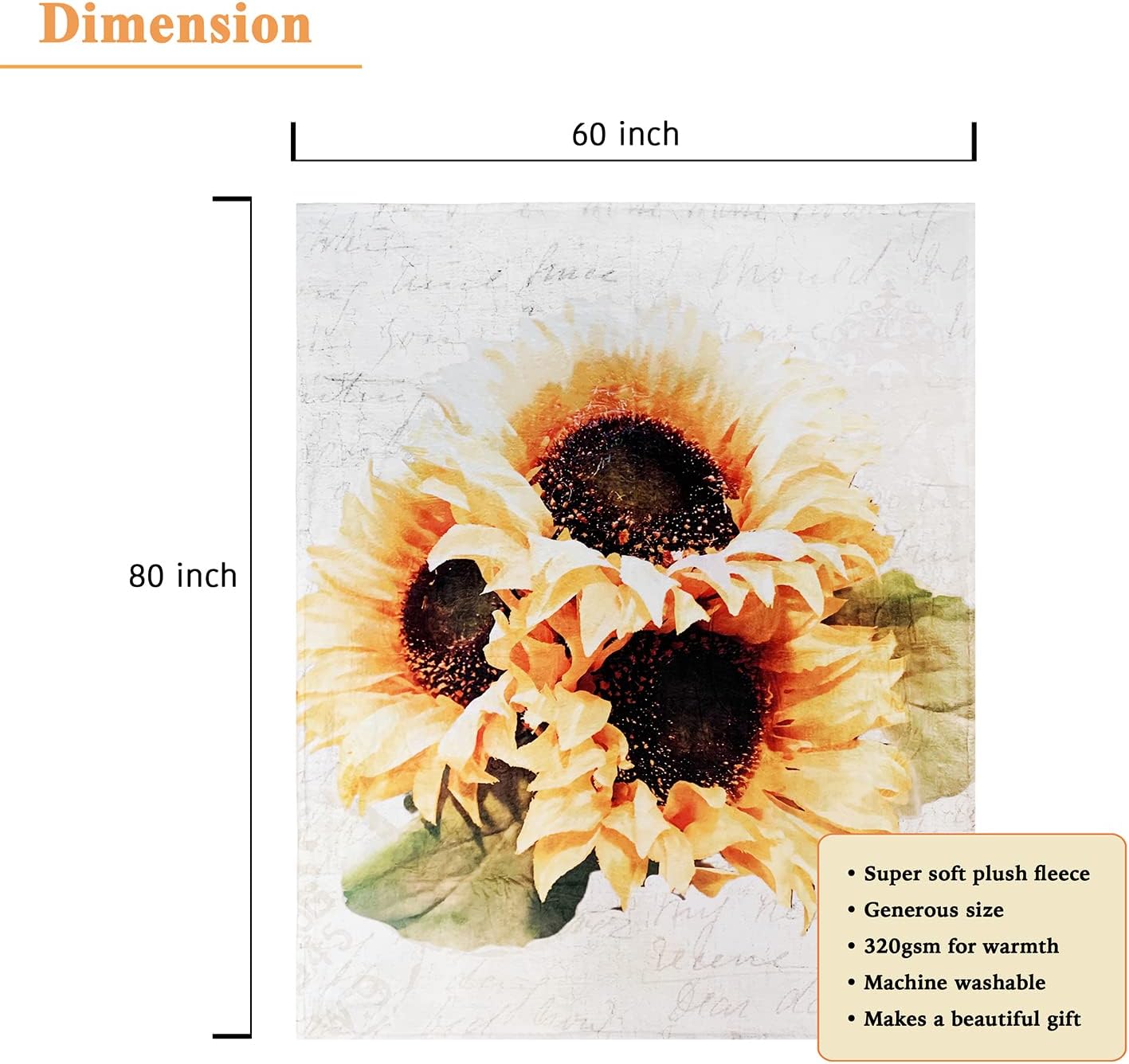 Sunflower Blanket - Soft Throw Blankets - Fleece Plush Sun Flower Blankets for Women - Blanket Throw - Hospice Bedding