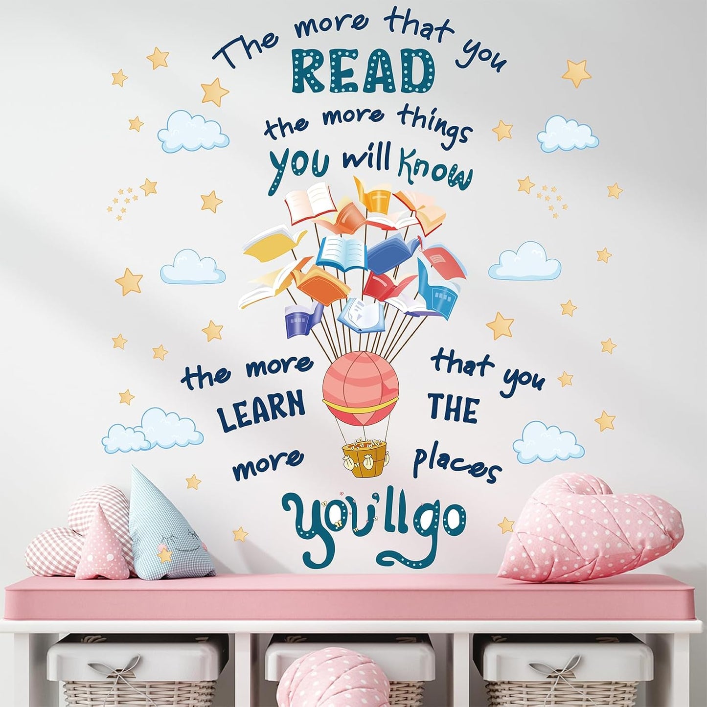 Reading Corner Wall Decals for Classroom – Preschool Classroom Decor, Library Wall Art, Motivational Kids Wall Stickers, Educational Reading Corner Decor