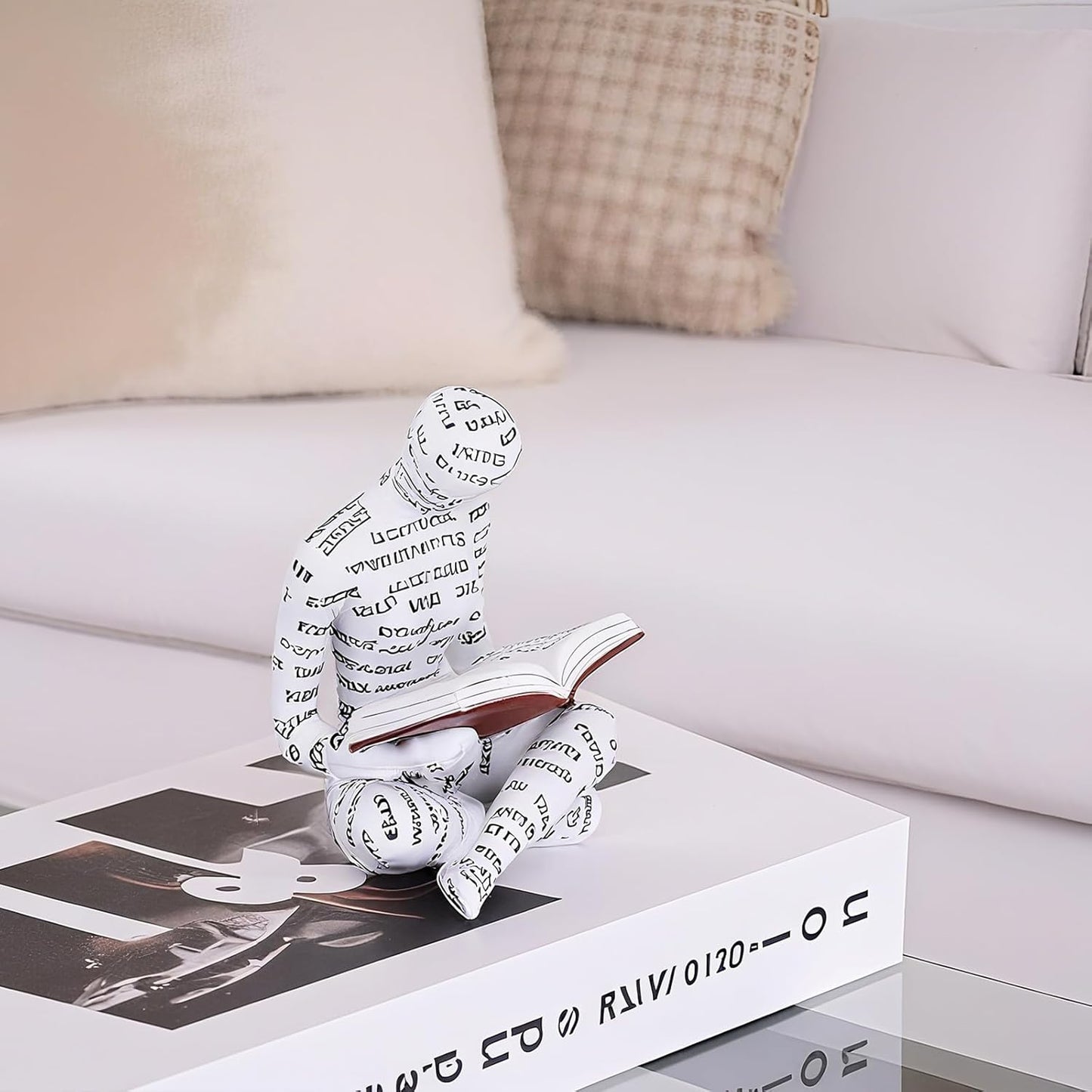 SHENGTIAN Resin Reading Woman Statue - Reading Nook Decor, Desk Figurines, Reading Room Reading Decor, Book Lover Decor & Shelf Sitters - Reading Statue, Reading Figurine for Reading Offic Decor