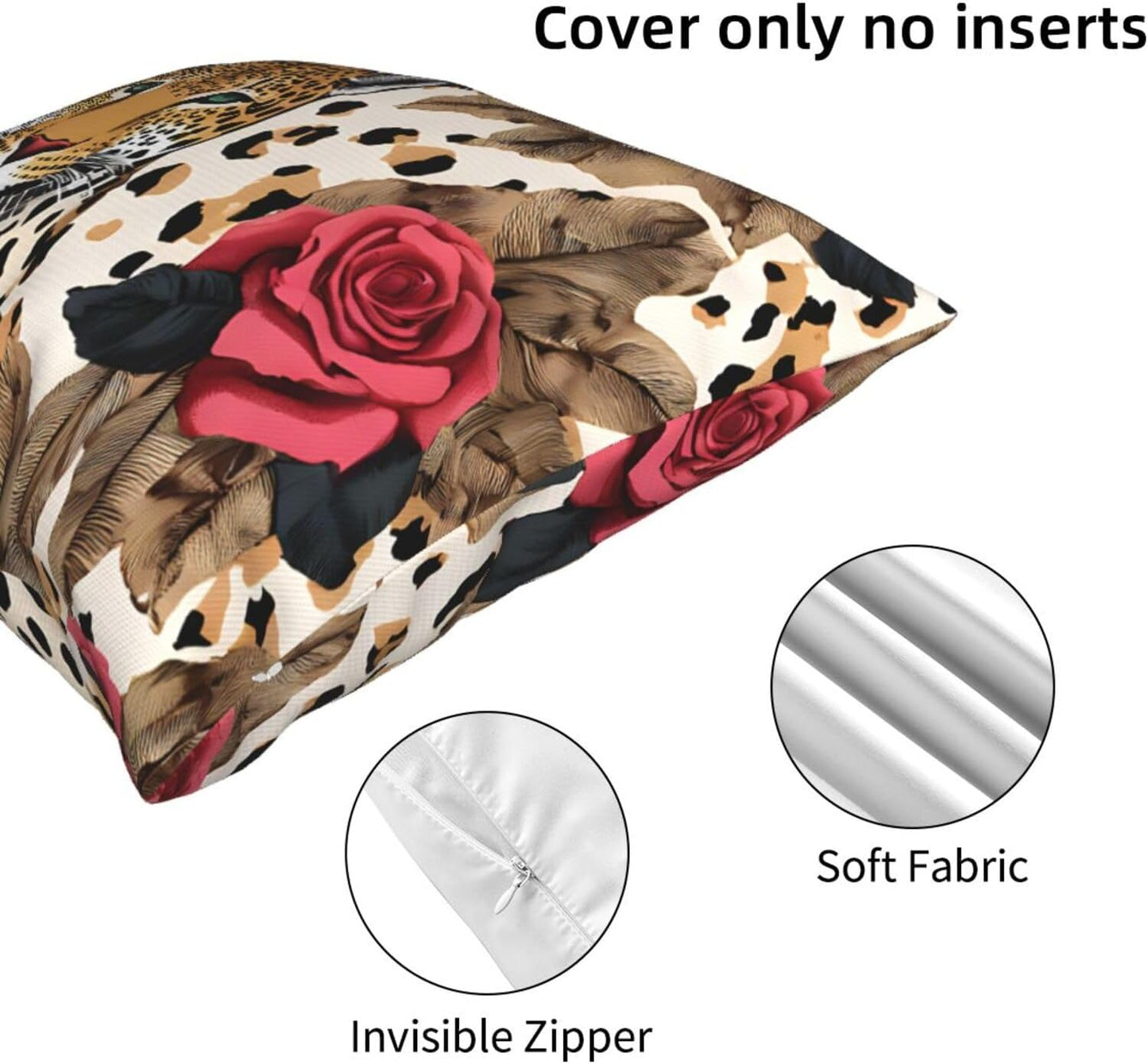 All-Season Square Pillow Covers 18"X18", Striped Leopard, Decorative Throw Pillow Covers for Sofa Bed Couch, Hidden Zipper Cushion Cover, Square Lumbar & Accent Pillowcases for Home Decor