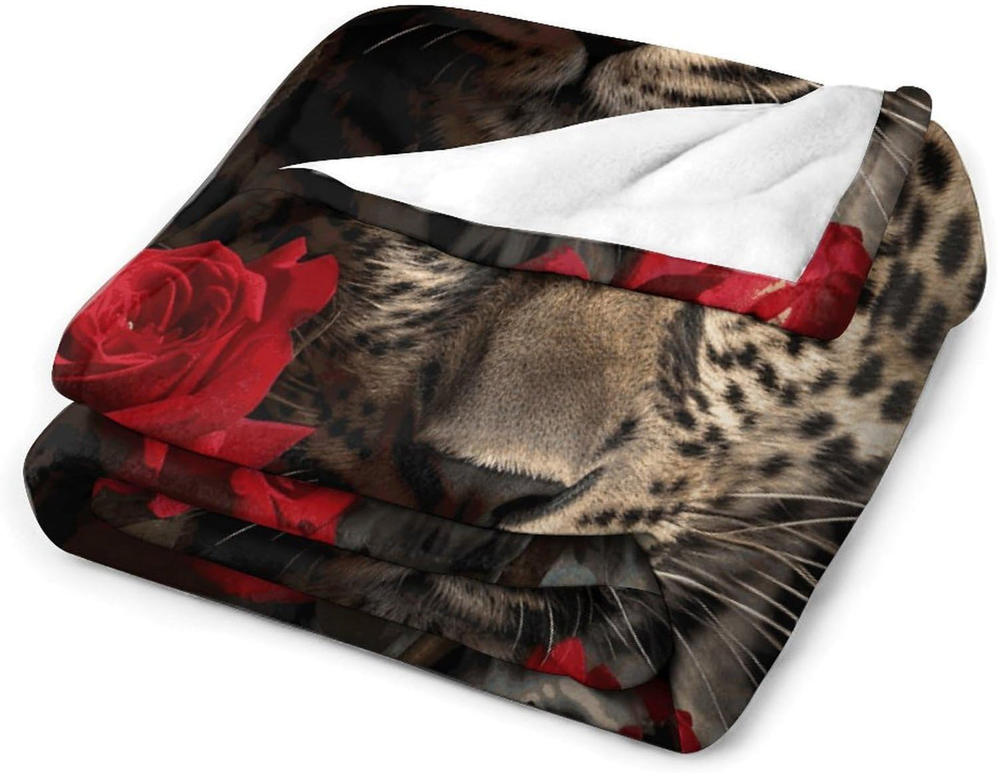Rose Leopard Throw Blanket for Couch Super Soft Warm Lightweight Throw Blankets Cozy Flannel Bed Blanket Cute Decorative Blankets for All Seasons Home Decor Gift 30"*40"（76 * 100cm）