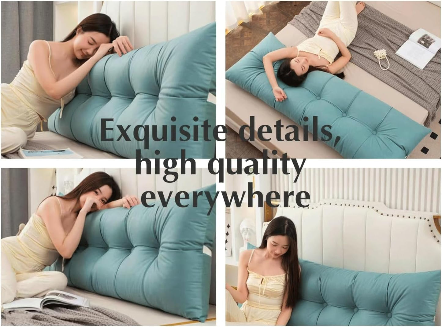 Large Ergonomics Backrest Wedge Headboard Cushion Reading Pillow Bed Back Support for Sitting Up in Bed Bolster(Size:120x55x18cm,Color:Brown)